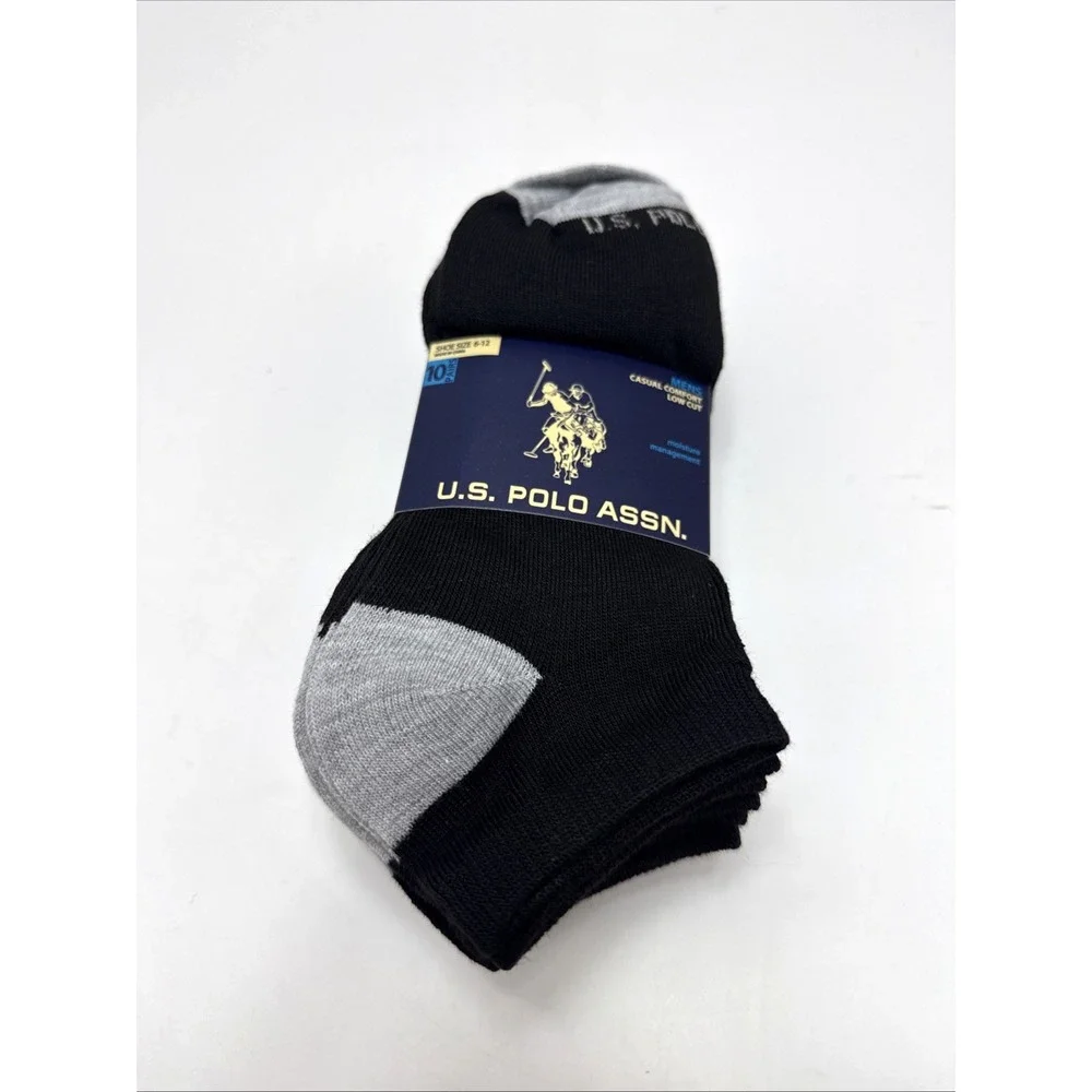 U.S. Polo Assn. Men's 10-Pairs Size 6-12 Low Cut Casual Comfort Socks